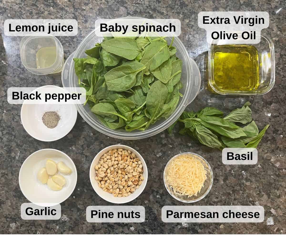spinach pesto ingredients